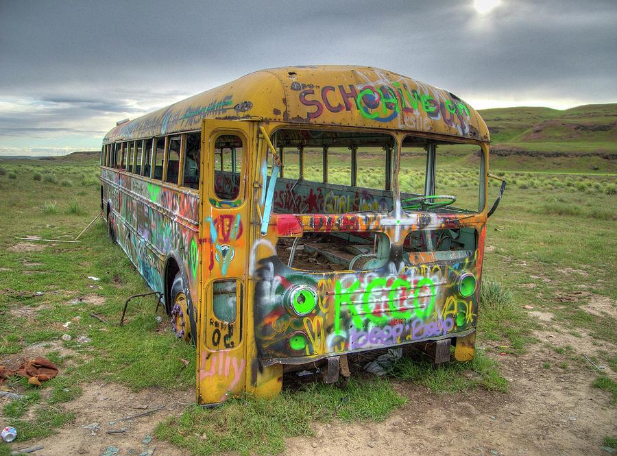 The School Bus at Washtucna Photograph by Doug Davidson