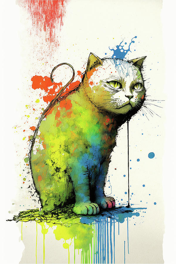 Cat Painting - The Scottish Fold Cat - Composition 003 by Aryu