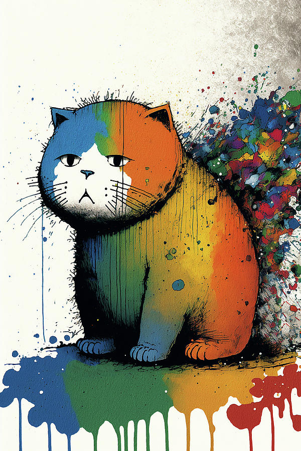 Cat Painting - The Scottish Fold Cat - Composition 006 by Aryu