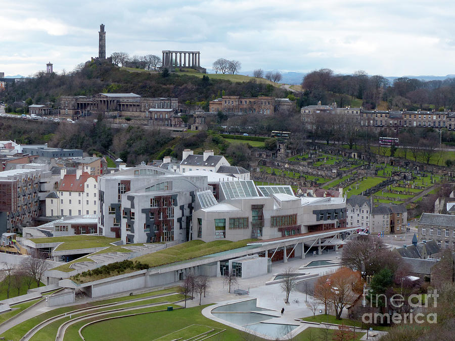 The Scottish Parliament and Calton Hill - Edinburgh Photograph by Phil Banks