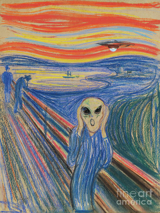 The Scream - Alien Invasion Digital Art by Edvard Munch reworked by Chris Bee