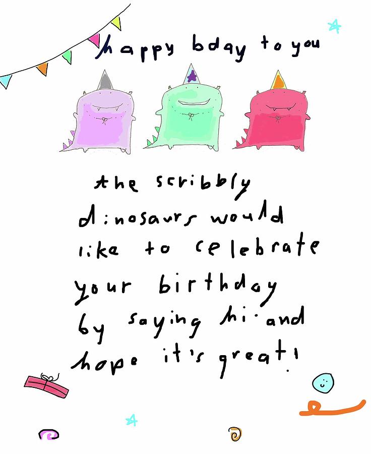 The Scribbly Dinosaurs Birthday Photograph by Ashley Rice