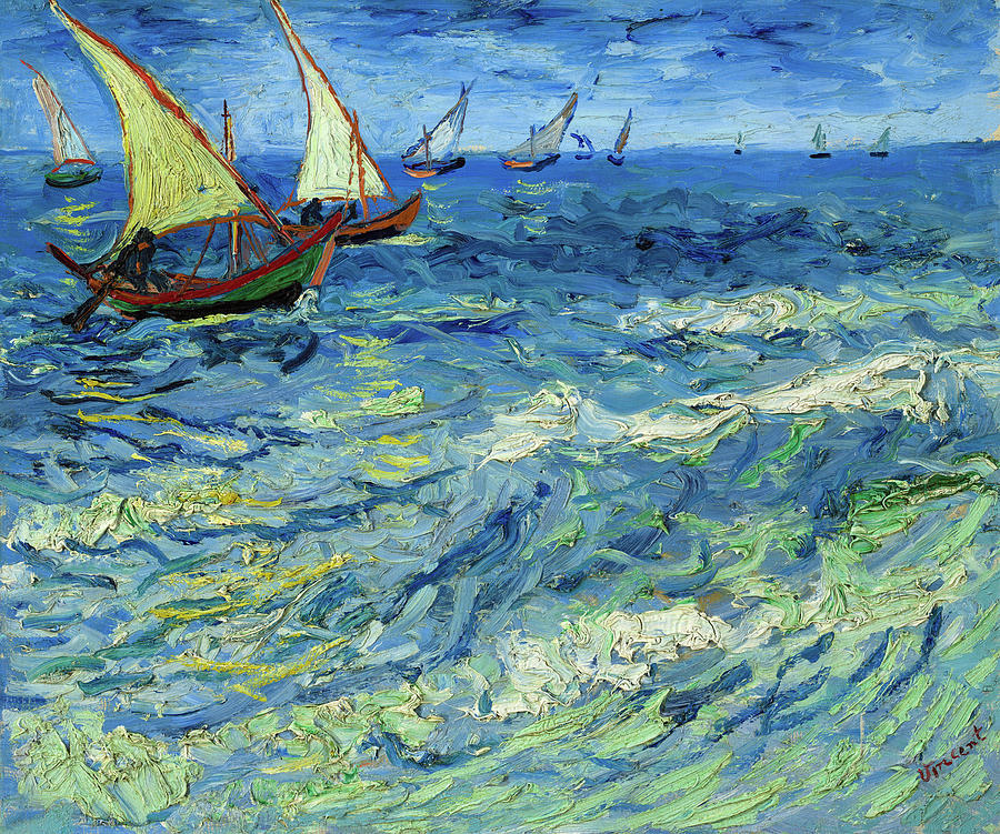 Vincent Van Gogh Painting - The Sea at Saintes-Maries by Vincent Van Gogh