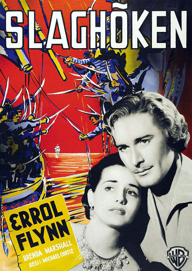 Errol Flynn Mixed Media - The Sea Hawk 4, with Errol Flynn and Brenda Marshall, 1940 by Movie World Posters