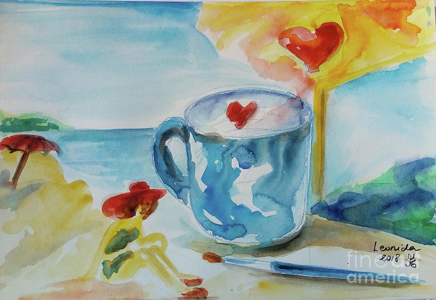 The sea in my cup of coffee Painting by Leonida Arte