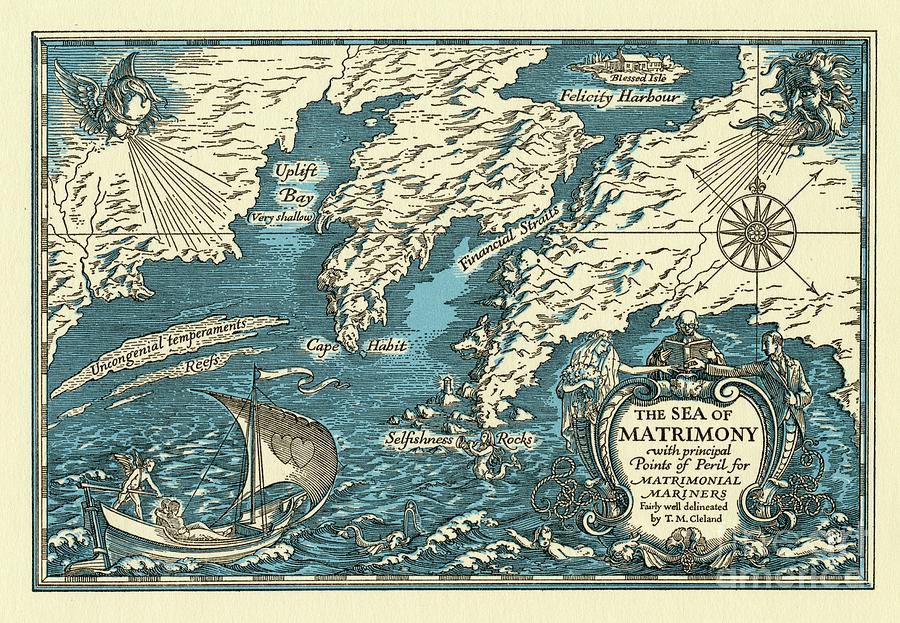 T M Cleland - The Sea of Matrimony - 1931 Digital Art by Vintage Map