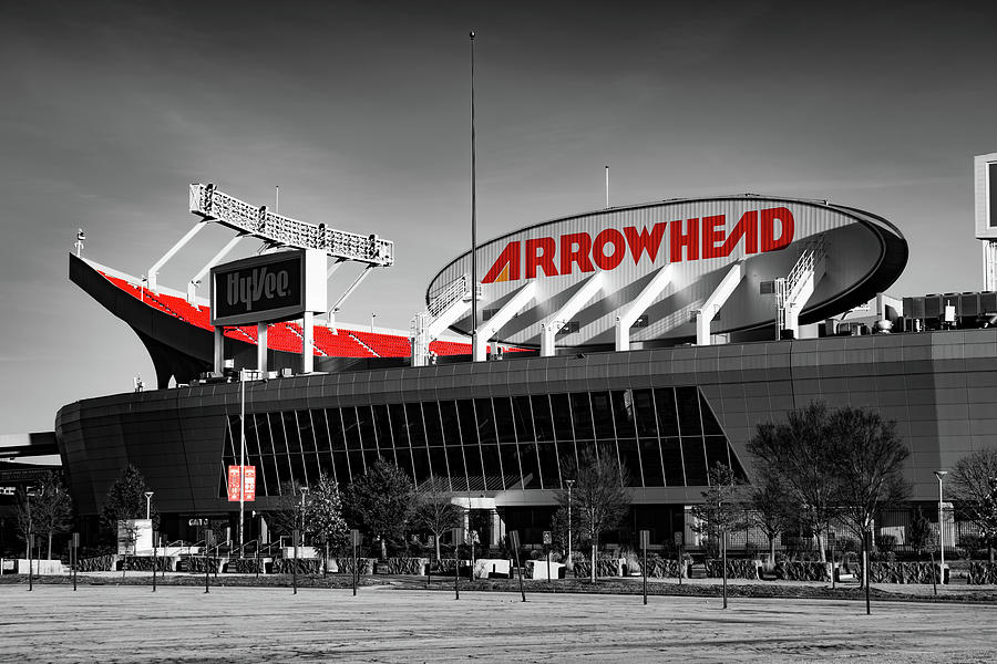 The Kingdom - Kansas City Arrowhead Stadium In Selective Color Photograph by Gregory Ballos