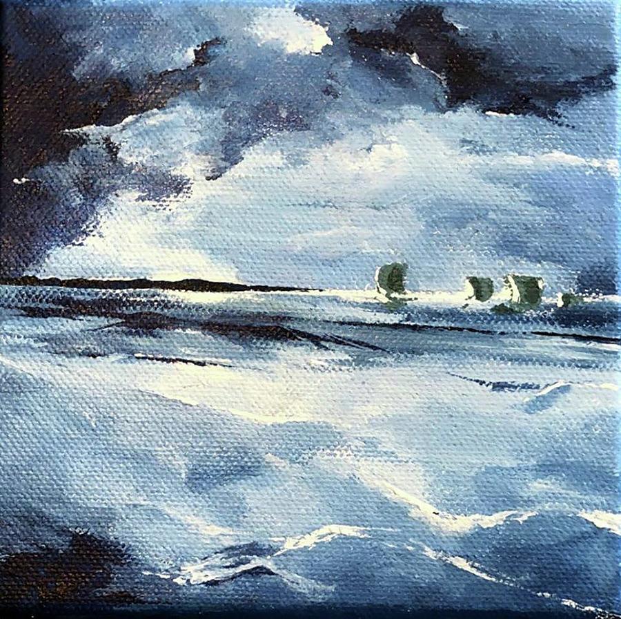 The Blue Sea  Painting by Shreya Sen