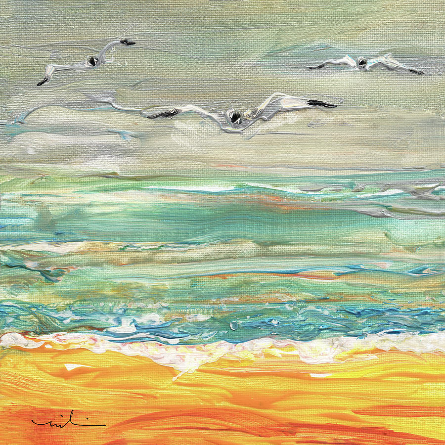 The Seagulls And The Sea Painting by Miki De Goodaboom