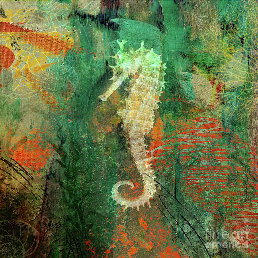 Abstract Mixed Media - The Seahorse by Lee Parent