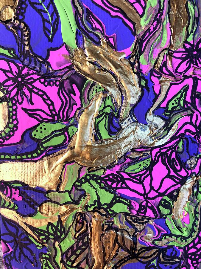 Secret Garden - A Mixed Media Discovery Painting by Evjenia Psarris Secret Garden - A Mixed Media Discovery Painting by Evjenia Psarris