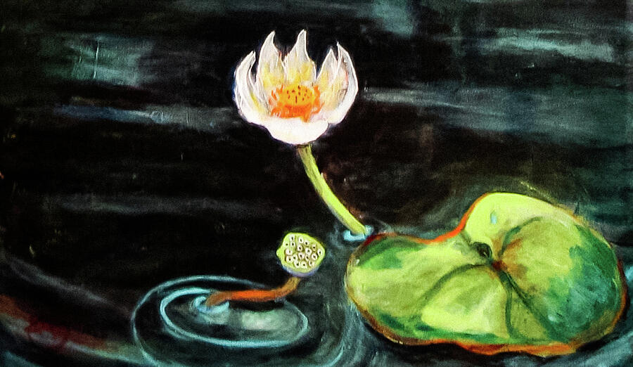 The Seeker, Lotus Flower Painting by Morri Sims