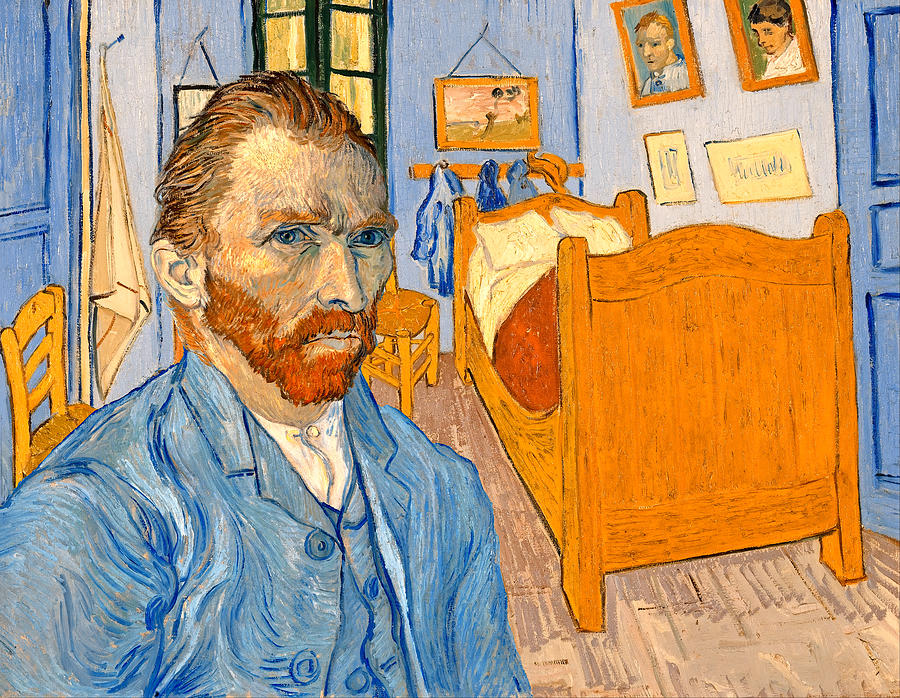 The self-portrait of Vincent van Gogh in front of the Bedroom in Arles - digital recreation Digital Art by Nicko Prints