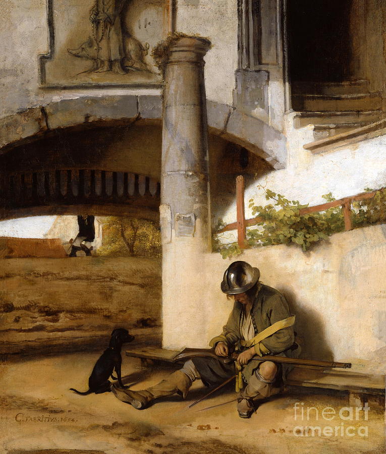 The sentinel or The sentry Painting by Carel Fabritius