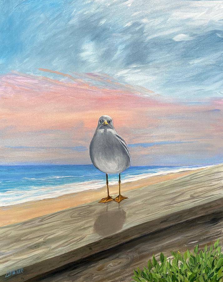 The Sentry Seagull Painting by Sue Dinenno