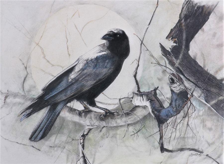 Crow Painting - The Sentry  by Susie Gordon