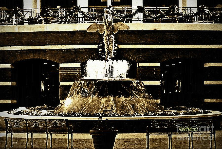 The Sepia Angel of Flight Fountain Photograph by Aberjhani