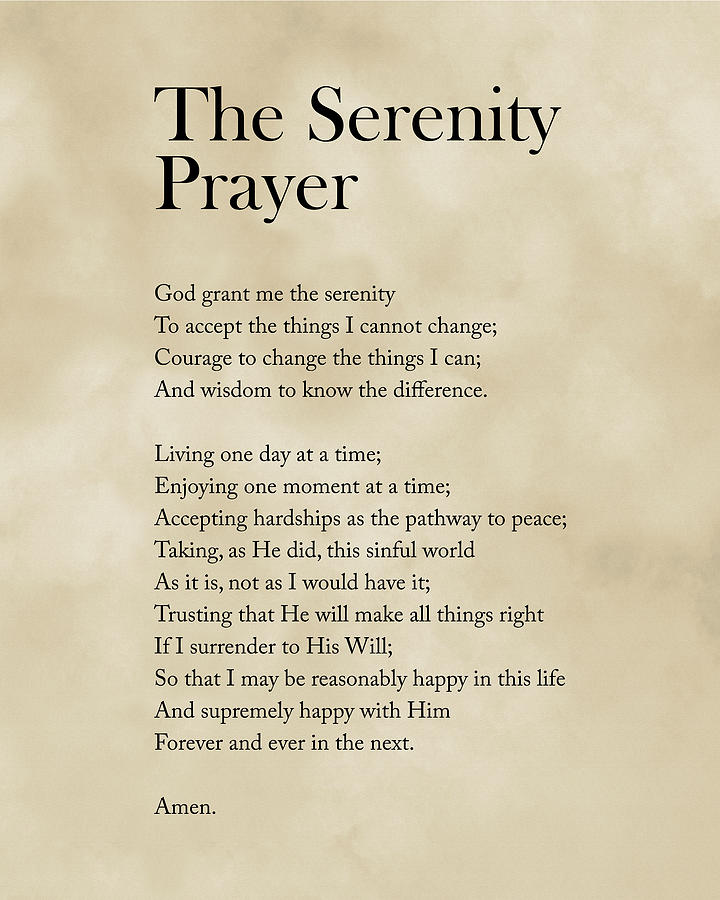 Typography Digital Art - The Serenity Prayer - Reinhold Niebuhr Poem - Literature - Typography Print 1 - Vintage by Studio Grafiikka