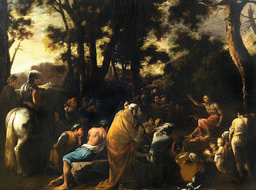 The Sermon of Saint John the Baptist Painting by Salvator Rosa Italian