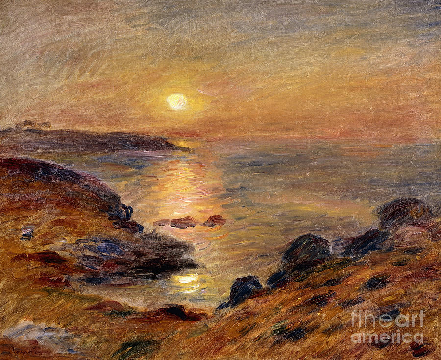 The Setting of the Sun at Douarnenez Painting by Pierre Auguste Renoir