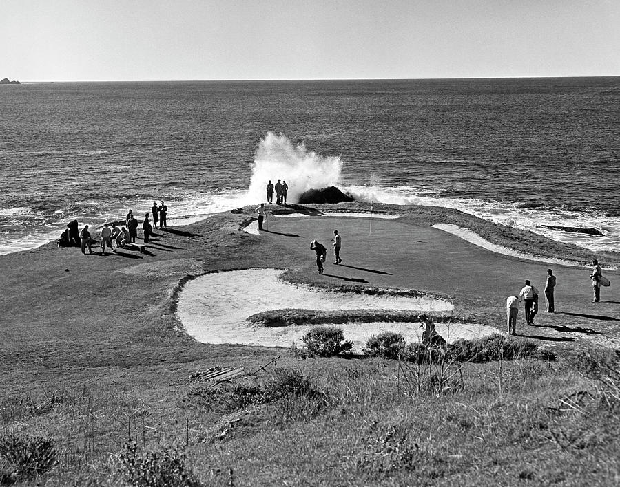 The Seventh Hole at Pebble Beach Golf Course Photograph by Underwood Archives