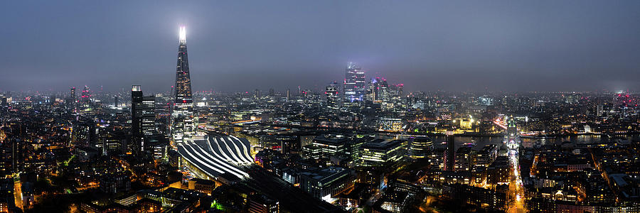 The Shard and the London Skyline at Night Photograph by Sonny Ryse