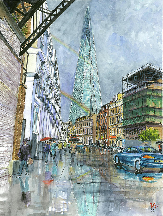 The Shard and the Rainbows  London UK Painting by Francisco Gutierrez