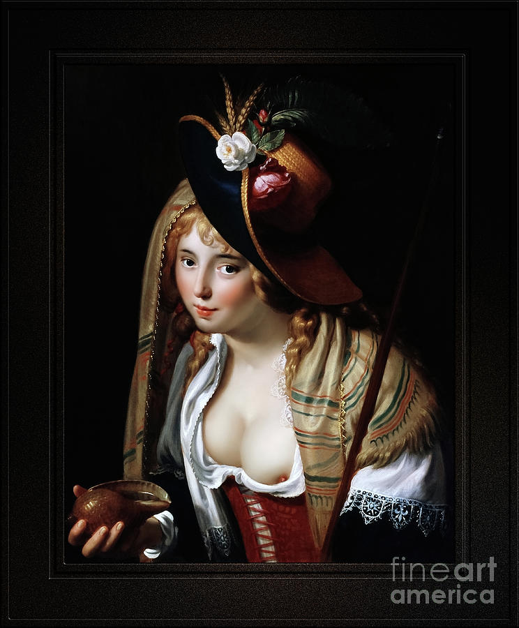 The Shepherdess With Seashell by Paulus Moreelse Remastered Xzendor7 Fine Art Classical Reproduction Painting by Rolando Burbon