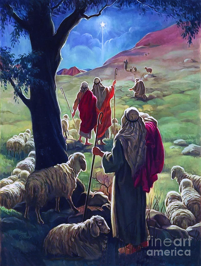 The Shepherds On Way To Bethlehem Mixed Media by Sandi OReilly