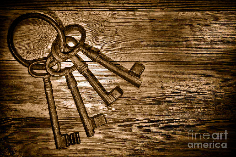 The Sheriff Jail Keys - Sepia Photograph by Olivier Le Queinec