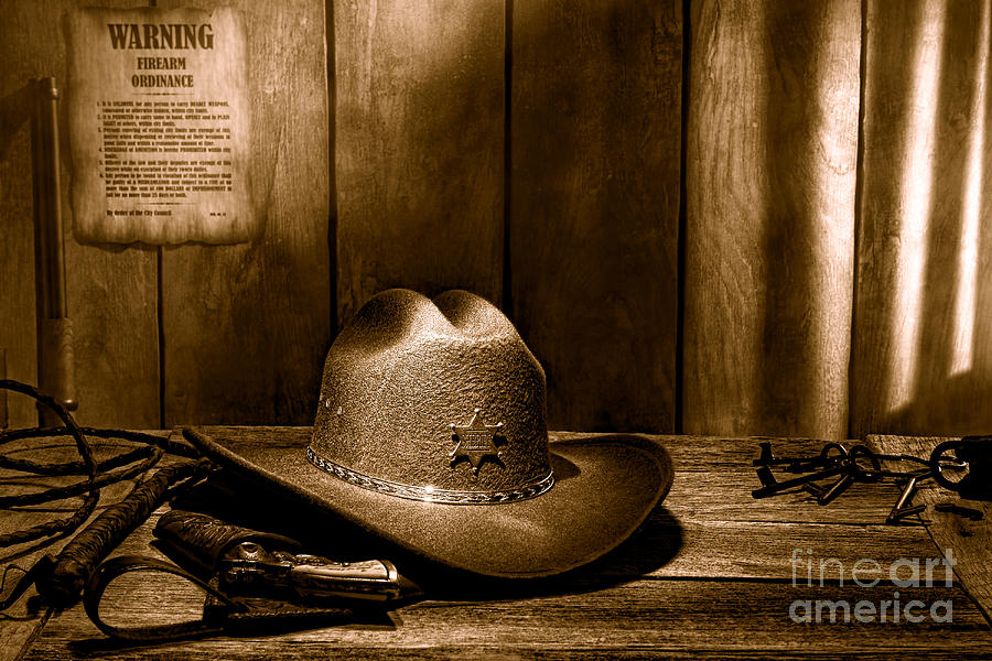 The Sheriff Office - Sepia Photograph by Olivier Le Queinec