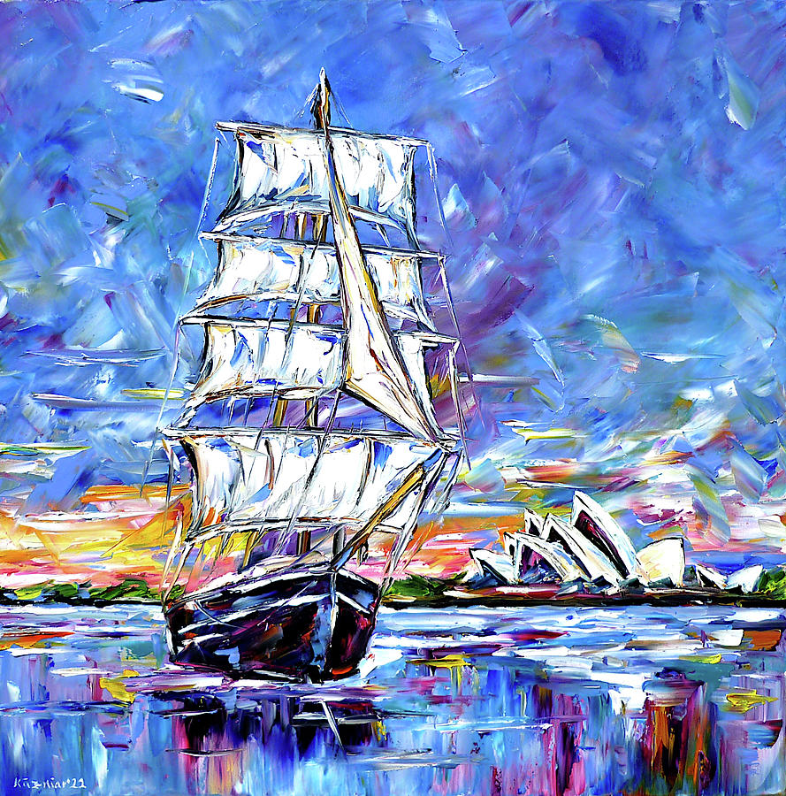 The Ship Off Sydney Painting by Mirek Kuzniar