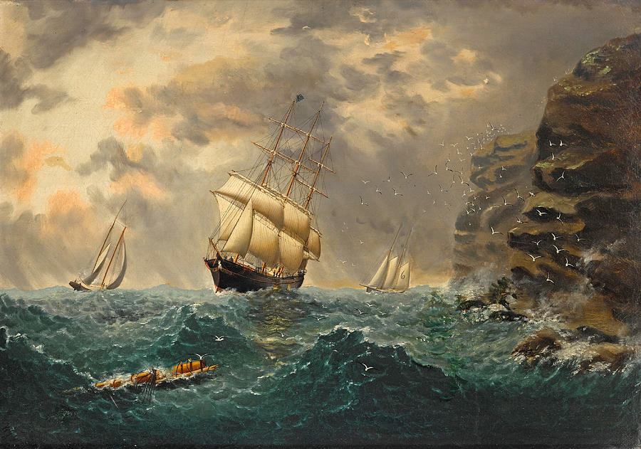 The Ship Pocahontas off a Rocky Coast Painting by William Gay Yorke