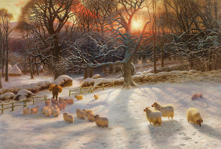 Sheep Painting - The Shortening Winters Day is Near a Close by Joseph Farquharson 1903 by Joseph farquharson