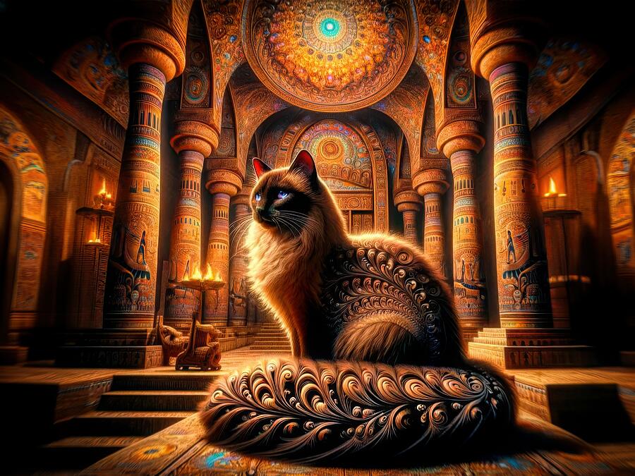 The Siamese Oracle in the Temple of Time Digital Art by Bill And Linda Tiepelman