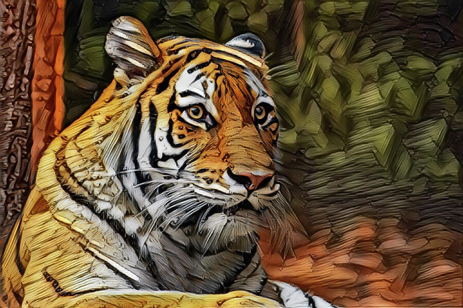 The Siberian Tiger Mixed Media by Deb Beausoleil