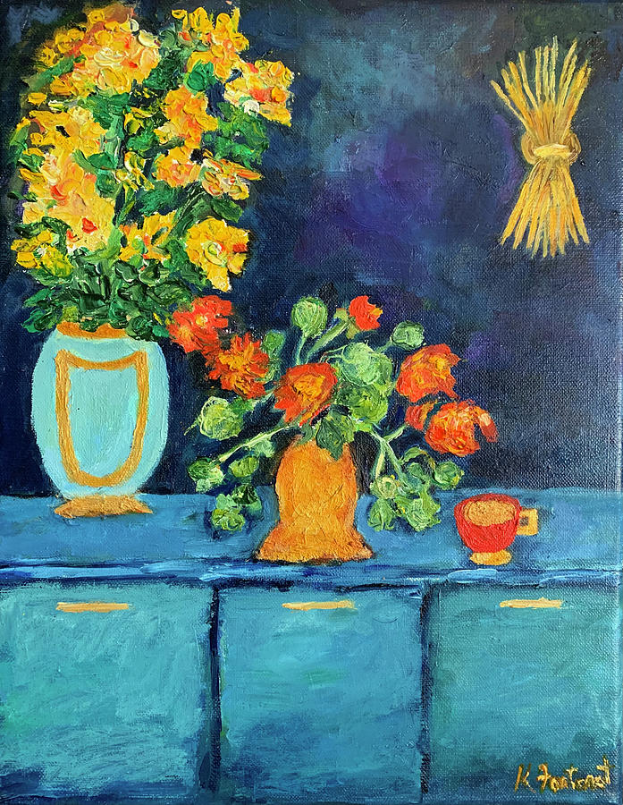 Blue Room Painting - The Side Table by Karen Fontenot