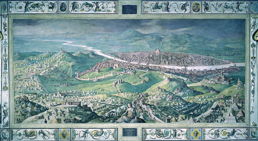 The siege of Florence Painting by Jan van der Straet