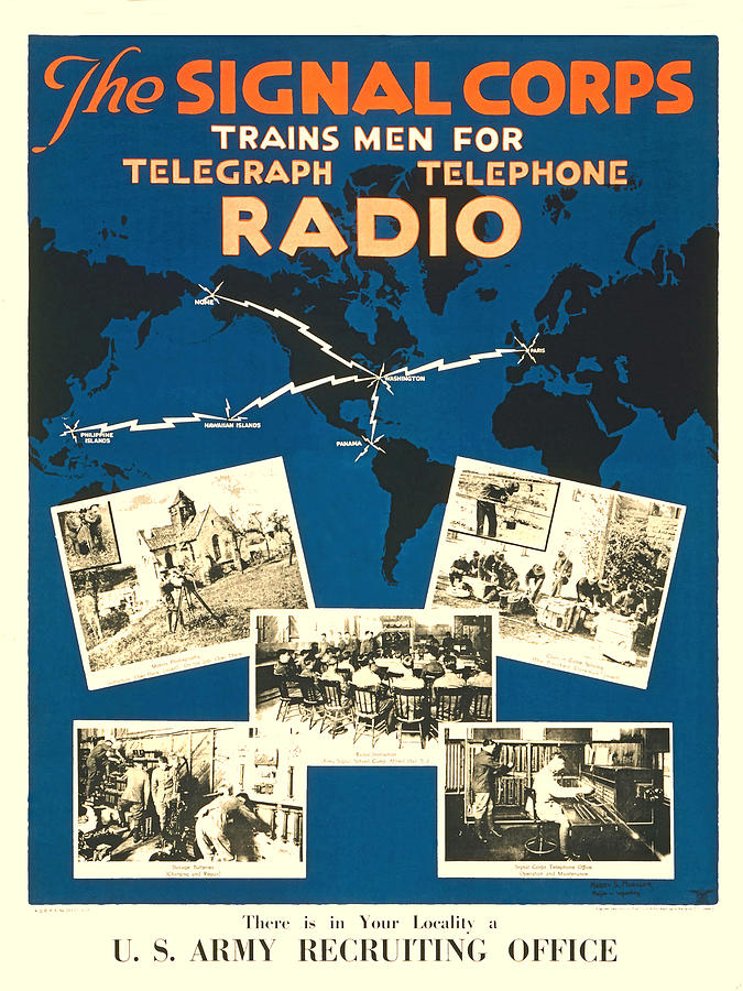 The Signal Corps Trains Men Vintage Poster 1919 Mixed Media by DK Digital The Signal Corps Trains Men Vintage Poster 1919 Mixed Media by DK Digital