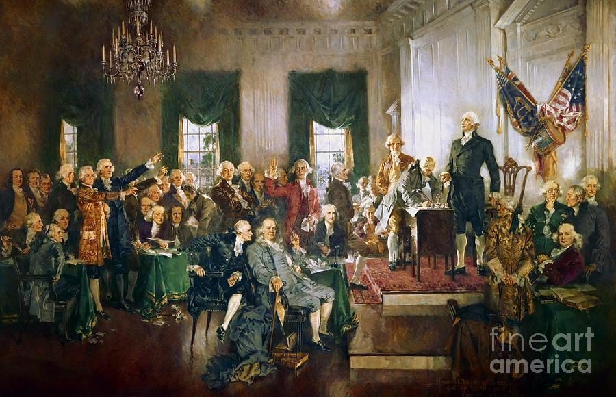 The Signing of the Constitution of the United States in 1787 by Howard Chandler Christy Painting by Howard Chandler Christy