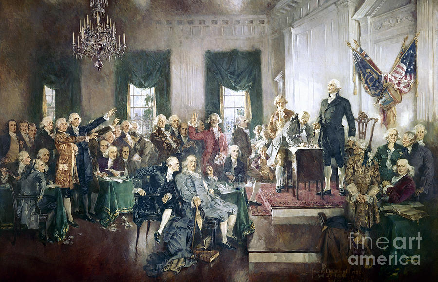 George Washington Painting - The Signing of the Constitution of the United States in 1787 by Howard Chandler Christy