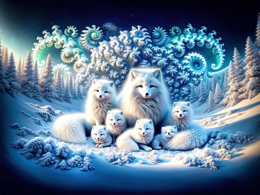 The Silent Saga of Snow Foxes Digital Art by Bill And Linda Tiepelman