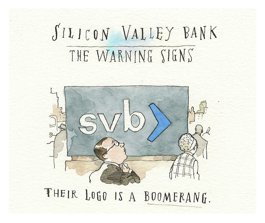 The Silicon Valley Bank Catastrophe Painting by Barry Blitt
