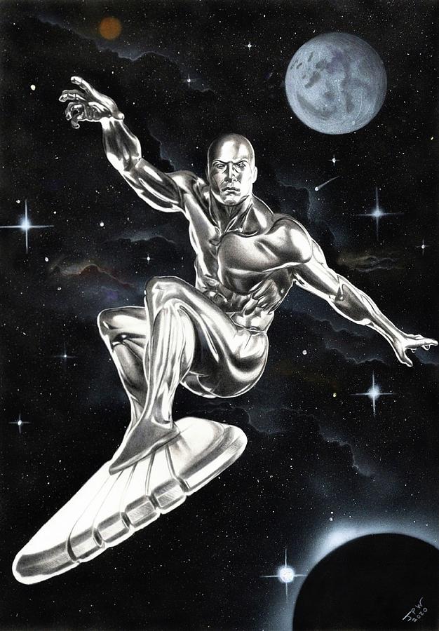 Space Drawing - The Silver Surfer by JPW Artist