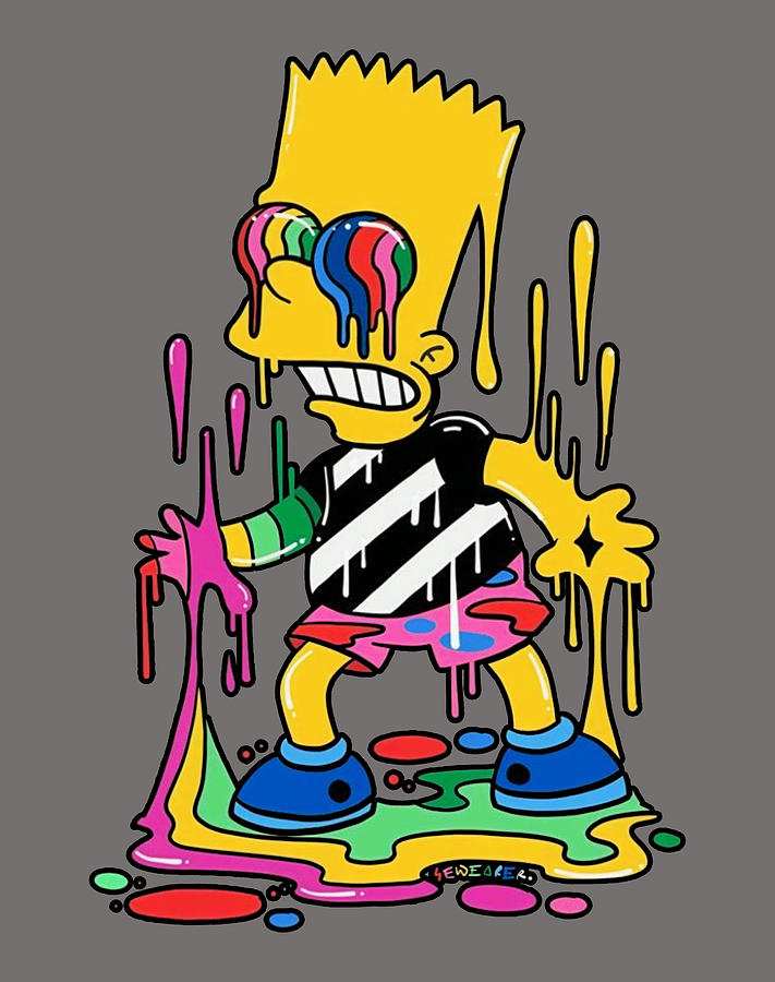 The Simpsons Trippy Bart Multicolor Classic Funny Unisex Digital Art by ...