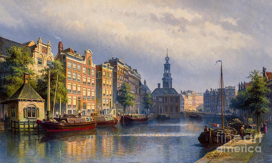 The Singel Amsterdam Looking Towards The Mint Painting