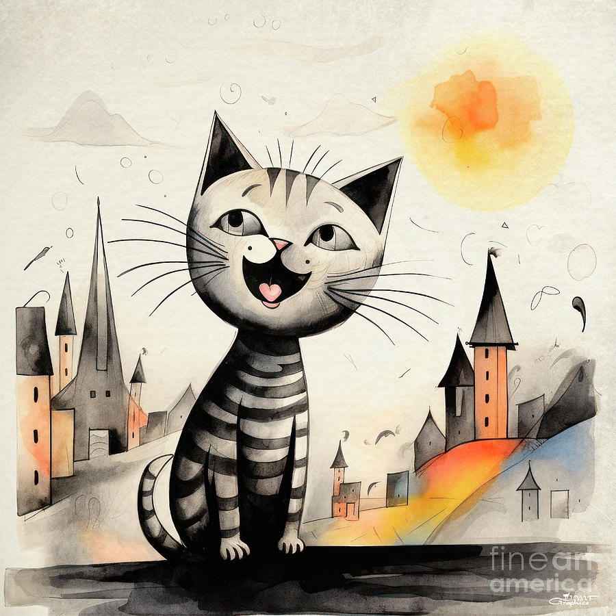 The Singing Cat Digital Art by Jutta Maria Pusl