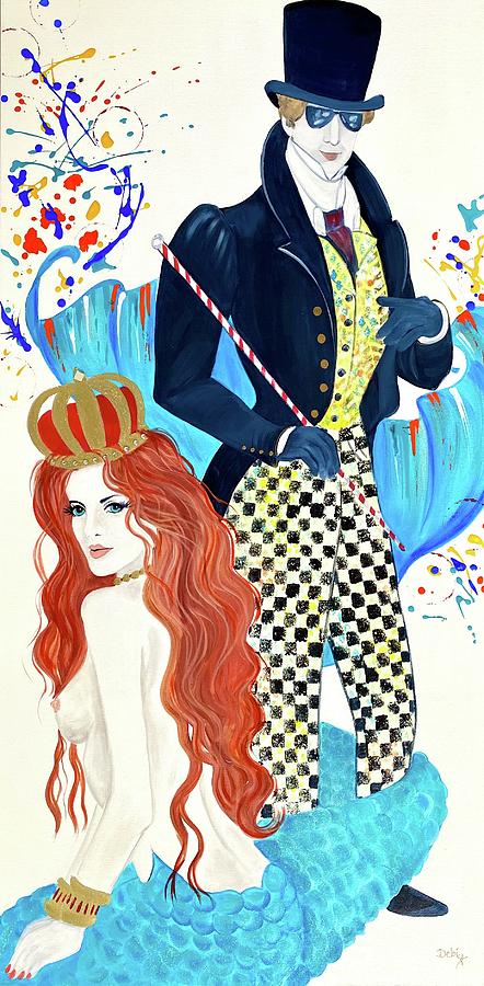 Mermaid Painting - The Siren and Sir Ray by Debi Starr