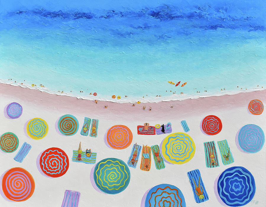 The Sizzling Summer Heat - beach scene Painting by Jan Matson