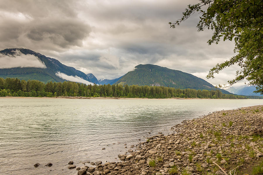 The Skeena River At Shames Mountain On A Cloudy Day In The Summer, In ...